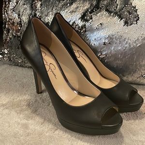 Black Peep toe, size 8 1/2 New Jessica Simpson black shoe